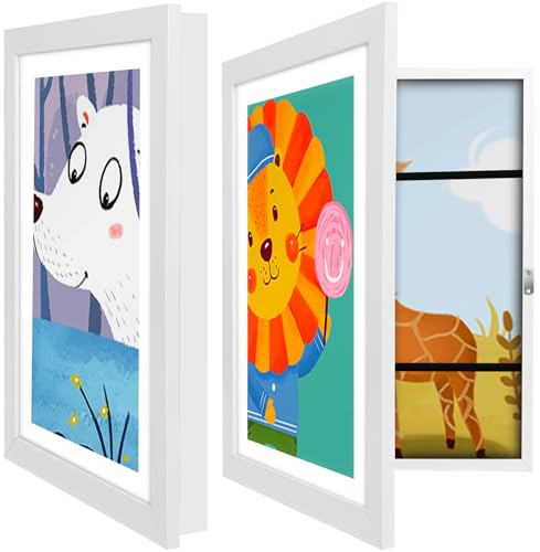 ROYUEXT Cornice artistica per bambini, 2 pezzi, formato A4, con apertura frontale magnetica