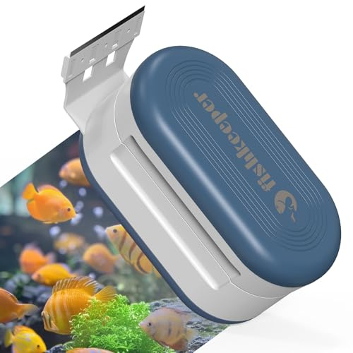fishkeeper Pulitore magnetico per vetri dell'acquario, raschietto per alghe con 2 lame staccabili, spazzola lavapavimenti galleggiante a doppio lato, per acquari spessi 0,5-1,8 cm (L)