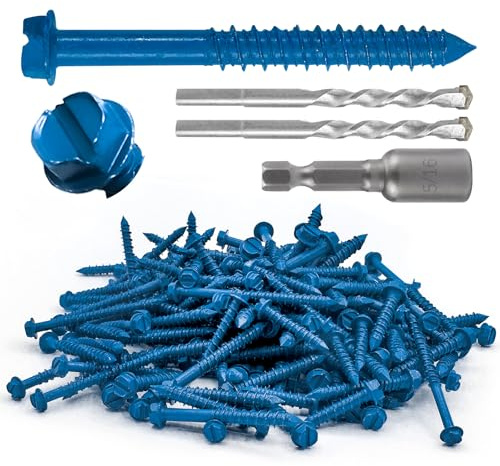 100 tornillos de cabeza hexagonal de 0.25 pulgadas x 2-1/4 con broca