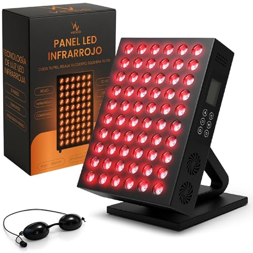 Panel de Luz Roja 660 nm e Infrarroja 850 nm- Terapia Luz Roja para Dolor Articular, Muscular y Piel - Lampara Infrarrojos para Tratamiento Facial y Corporal en Casa
