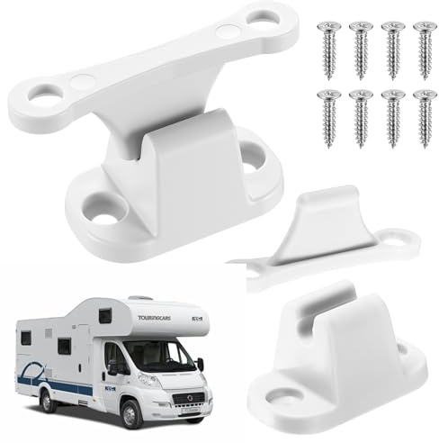 Zhujiehigh 2 Pares Tope Puerta Caravana Forma T con Cerradura, Blanco
