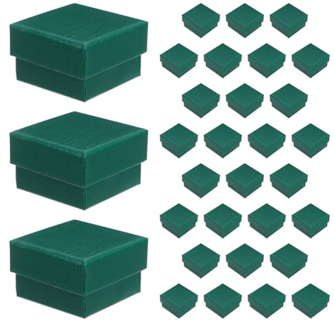 GALPADA 32 pezzi Scatoline Gioielli Mini Verde Scuro con Imbottitura Scatole Regalo Piccole per Anelli Orecchini Collane Portagioie Quadrate per Feste e Celebrazioni