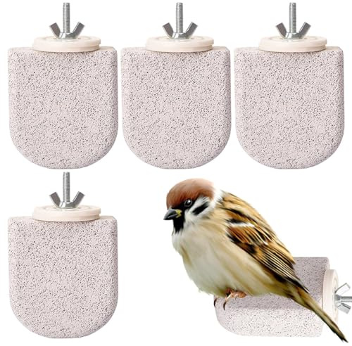 Perchas Para Loros Posadero Y Masticable, Juguete De Ejercicio Y | 4 Piezas Percha Jaula Periquitos Piedra Volcánica Esmerilada Periquitos, Loros, Y Exterior