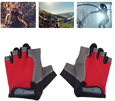 Generic Halvfingerhandskar för Utomhussport BekväM Anti-halkdesign för Cykling Träning Gym Använd Svart och Röd Storlek M L 1 par