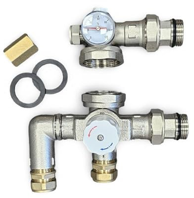 Wärmer System Pre-Assembled Thermostatic Controller Blending Mixing Valve for Underfloor Heating Manifold with Adjustable Control Range Left-Right Interchange Function Simple and Quick Installation