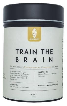 1001 Frucht Nussmischung -Train the Brain- 250 gr Nussmix natur I Geschenk für die Schultüte zum ersten Schultag I Denkleistung und Konzentration steigern mit der Studentenfutter Dose Nuss Mischung