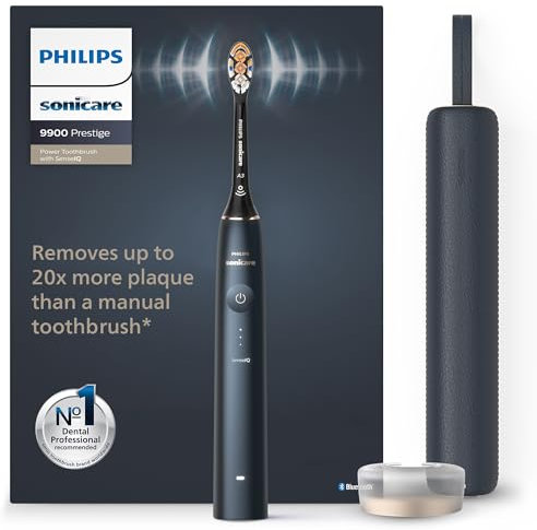 Philips Sonicare DiamondClean Prestige 9900 - Sonic Electric Toothbrush with 1x A3 Premium All-in-One Brush Head and Charging Case in Midnight Blue (Model HX9992/12)