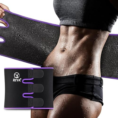 RIYA Waist Trimmer Sweat Waist Trainer for Women and Men Waist Sweat Belt Band Belly Stomach Wrap Purple