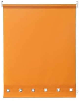 Square Eyelet Windows Roller Blinds Polyester Fabric, Easy Fit Trimmable, Blind with Metal Tube and Child Safe Fittings (Width 60cm x Length 165cm, Ochre Pantone# 15-0960TPC)