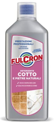 FULCRON Detergente Cotto e Pietre Naturali, Pulizia Pavimenti Indoor e Outdoor, Pulisce e Ravviva Senza Aloni, Senza Risciacquo, Per Uso Interno ed Esterno, Profumo Note Floreali, 1 Litro