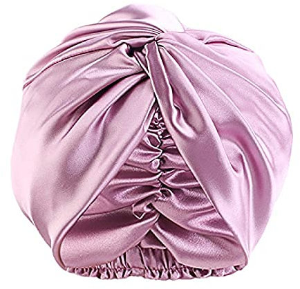 MUZIZY Damen-Schlafmütze, Seiden-Schlafmütze für Damen, Haarpflege, Turbane für Damen, mit verstellbarem elastischem Band zum Schlafen, Seidenhaube, klassisch plissiert, Lila, Erstaunlich