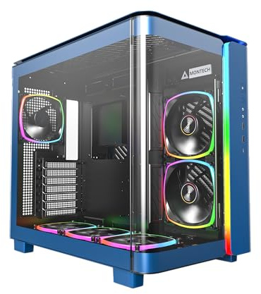 MONTECH King 95 Pro Boîtier de Jeu PC ATX à Double Chambre avec Haut débit d'air, Panneaux sans Outils, Avant en Verre trempé incurvé Robuste, Six Ventilateurs ARGB PWM pré-installés avec hub de