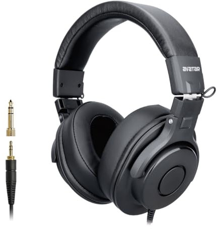 HXW DMH10 Electric Drum Headphones Over-Ear Wired Studio Monitor Headsets for Drummer, with Deep Bass, Noise Isolation, 3.5mm Jack 1/4 Adapter, 3m Long Cable