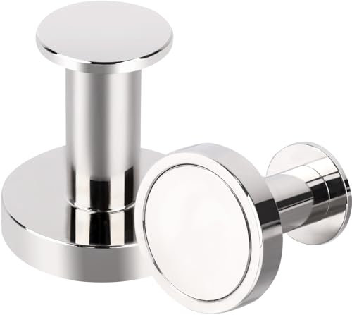 Keukenket Lot de 2 crochets magnétiques extra puissants en néodyme N52 - 32 kg - Aimants de 36 mm avec crochets argentés - Pour accrocher au bureau, dans la cuisine, à la maison et à l'extérieur