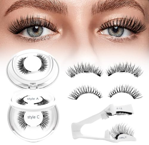 Higu clace Ciglia magnetiche, senza eyeliner né colla, dall’aspetto naturale, con applicatore (Kit-A+C)