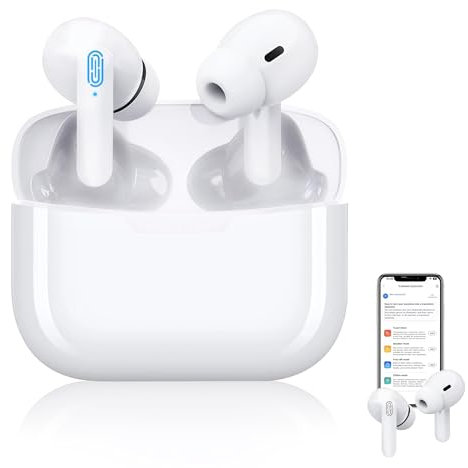 Sprachübersetzer Ohrhörer, 114 Sprachen in Echtzeit, kabellose 2-Wege-HD-Sound für iOS und Android, Sprachübersetzer-Studien-Kopfhörer-Gerät für Lernen, Reisen und Busines (Weiß, 114 Sprachen)