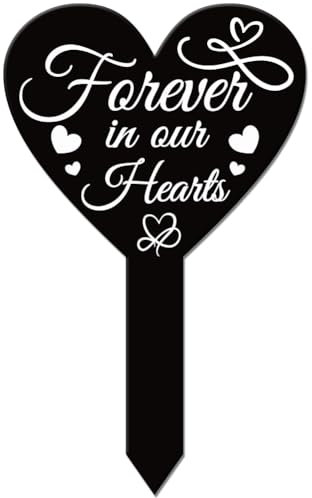 GLOBLELAND Estaca de jardín con forma de corazón infinito en forma de corazón, estaca conmemorativa para cementerio, estaca de acrílico para tumba, estaca impermeable de condolencias para patio,