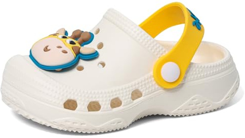 LACOFIA Zoccoli e Sabot da Giardino per Bambino Sandali da Spiaggia/Piscina Antiscivolo Pantofole Estive per Bambina Beige 23/24