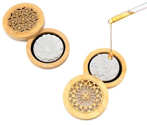 PHMING 2 Piezas Diffusore di Pietra Profumata, con Imán Difusor Aceites Esenciales sin Agua, Forma Redonda Difusores de Aceites Esenciales con Caja, con 2 Piedras Aromáticas, para Dormitorio