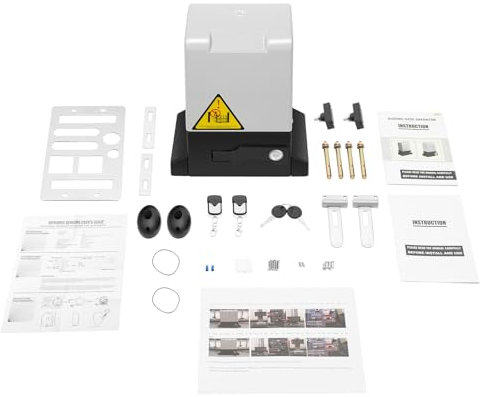 Schiebetorantrieb Elektrischer, 750W Garagentorantrieb 1600kg Torantrieb Set mit 2 Fernbedienungen & 2 Schlüssel Schiebetor automatischer Toröffner Schiebetoröffner für Schiebetüren aus Stahl