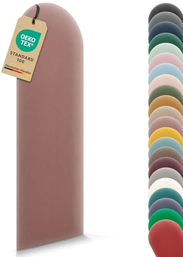 VELUYA Wandpolster Polsterplatte Rundbogen – Samt, Wandkissen 30 x 100 cm, Polsterpaneel, Oeko-TEX, Made in EU, Altrosa M12