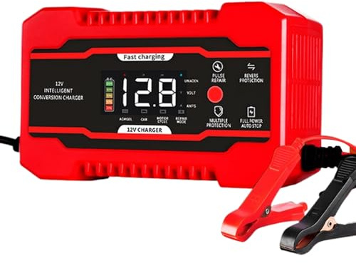 Cargador De Batería De Coche - Cargador Portátil de 12V 6A para Batería de Automóvil - Equipo De Mantenimiento para Automóviles Motocicletas Camiones Triciclos Camionetas