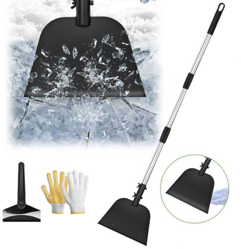 Flat Shovel, 54 inch Ice Scraper, Snow Shovel, Floor Scraper with Adjustable Long Handle, Heavy Duty Ice Chopper, Multifunctional Weed Removal Tool for Driveway, Walkway, Garden and Outdoor Cleaning