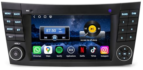 7 tum Qualcomm 8-kärnig processor 4GB+64GB Android 14 Bilradio Bluetooth GPS navigering för Mercedes E klass W211 CLS klass W219 pekskärm CarPlay Android Auto WiFi 4G DSP RDS DVR DAB+ CANbus