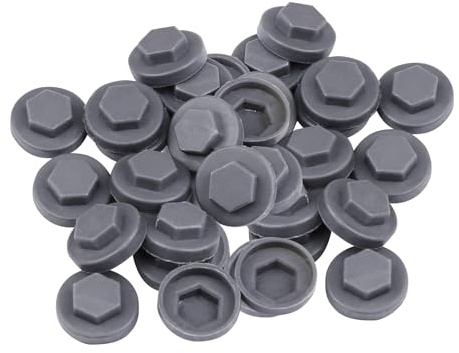 Abeicy 400 Packs Steel Gray 8mm Hex Roofing Screw Caps, Waterproof Plastic Roof Screw Cover for Hex Slef-Drilling Screws