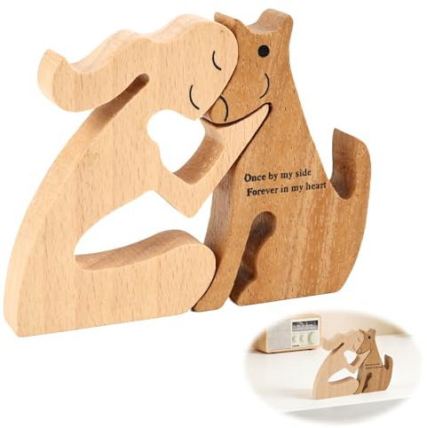 Estatua De Madera De Hombre Y Perro, Tallada a Mano, Escultura Decorativa De Madera De Hombre Y Perro, Figura De Emotiva para Estantería, Escritorio, Sala De Estar, Idea De Regalo