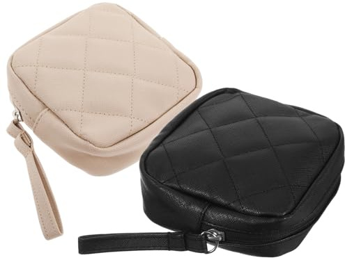 DECHOUS Bolsa Portátil de Almacenamiento para Tampones y Compresas Femeninas, Diseño Ligero y Cuadrado de Pu para Mochilas y Cajones de Dormitorio, Paquete de 2 Piezas