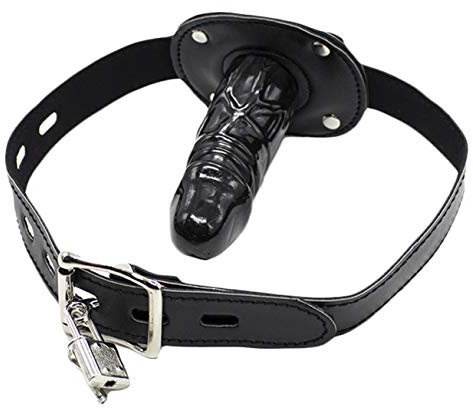 Knebel für Bondage, Bondage Leder Mund Knebel mit Silikon Dildo Penis Mundknebel, Verstellbarer/Abschließbar/Ballknebel Small Ø 3cm,5cm lang
