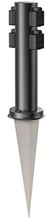ledscom.de Colonne de Prise de Jardin PORU avec Piquet de Terre pour l'extérieur, Quadruple, Acier Inoxydable, Noir, Rond, 38cm