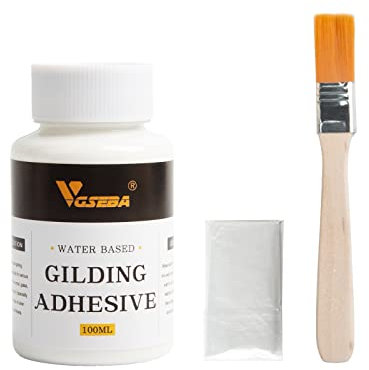 Goldblatt-Klebstoff, Vergoldungskleber, Blattgoldkleber für Handwerk, Kunst, Holzgebrauch (100 ml + Pinsel + Handschuhe)