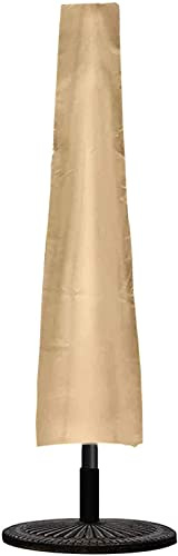 Ailelan Patio Umbrella Cover, 600D Oxford Fabric, Waterproof Outdoor Cover with Zipper for 7ft to 11ft Garden Umbrella, Khaki