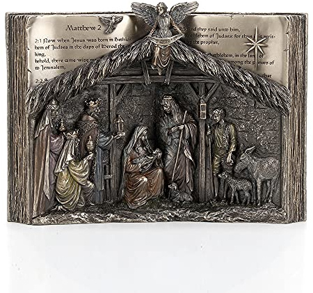 Veronese Design 5 1/4 Inch Tall Holy Bible Nativity of Jesus Religious Gift Cold Cast Bronzed Resin Statue Home Decor