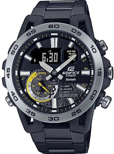 Casio Herren Quartz Armbanduhr, 52.00mm GehäusegröÃŸe mit schwarz analog Zifferblatt und schwarz Plastic/Resin Bracelet Armband ECB-40DC-1AEF