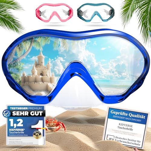 KIDVERSE Taucherbrille Kinder mit Nase - Panorama Tauchmaske Kinder - Schwimmbrille mit Nase für Mädchen & Jungen - wasserdichte Kindertaucherbrille