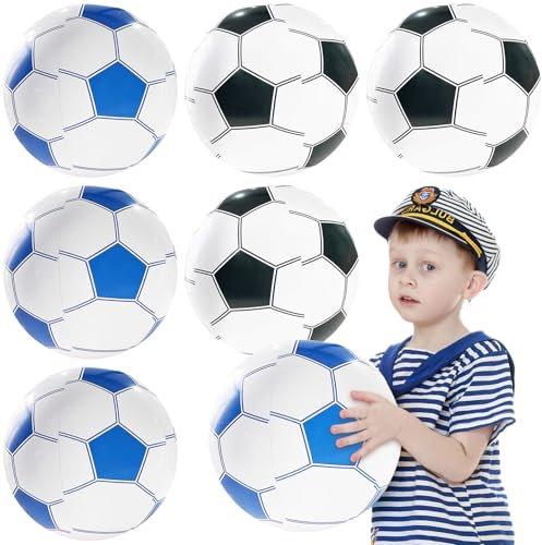 FUIPVGI 6 Stück Wasserball, Wasserball Aufblasbar, Kinder Strandball Aufblasbar Beach, Strandball Pool Spielzeug, Pool Wasserbälle, 40 cm Beachball Gummiball, für Strand und Wasser (Schwarz, Blau)