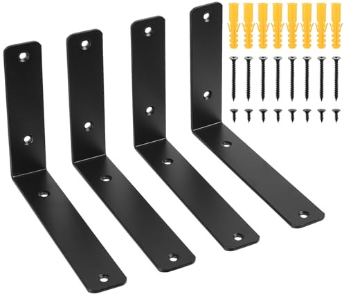 4 Escuadras para Estanterias, Soporte Estanteria Pared, Escuadras Estanterias, Soportes para Estantes de Pared, Escuadra para Estanterías de Pared, Escuadra Metálica para Baldas Estante(200 x 150mm)