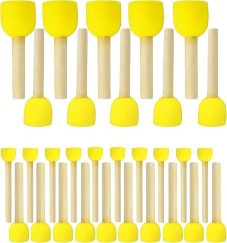 Juego de 30 pinceles de esponja, esponjas redondas, juego de pinceles para manualidades, herramientas de cerámica, 4 tamaños diferentes de cepillos de esponja