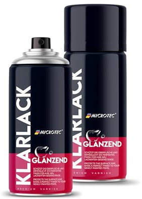MICROTEC® Spraylack | 400 ml | högkvalitativ akryllacksspray | matt eller glänsande | sprayfärger för metall, trä, plast och mycket mer. | stort färgurval (klarlack glänsande – premium skyddslack)