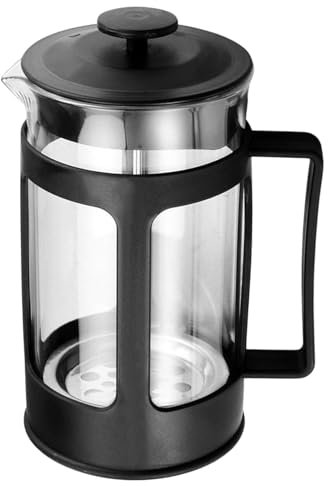 Caffettiera da 350 ml, caffettiera francese da 1 tazza, pressa per caffè macinato, caffettiera con filtrazione a 3 livelli, caffettiera in vetro borosilicato per gli amanti del caffè (nero)