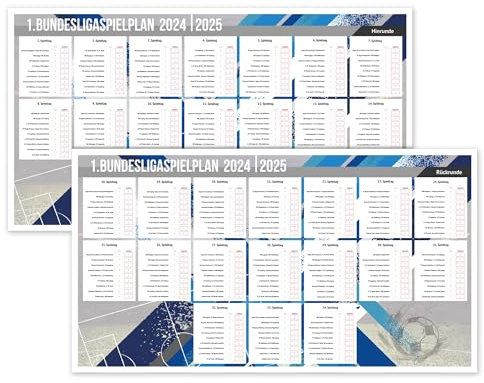 Fußball 2. Bundesliga 2025/2026 Spielplan Poster ca. 66x34cm, Fussball Plan Übersicht mit Spielterminen der Hin- und Rückrunde, XXL Überblick für Fans der Zweiten Liga für Saison 25/26, Blau, gerollt