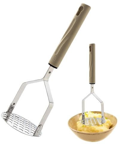 Prensa de puré de papas, prensatelas de metal, trituradora de frutas de acero inoxidable, herramienta de puré de patatas de cocina, herramienta gourmet de cocina de molino de frutas y legu