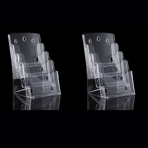 Changyeah Espositore da tavolo, 2 pezzi, in acrilico a 4 livelli, con supporto per volantino, supporto per biglietti da visita, pubblicità, espositore da tavolo