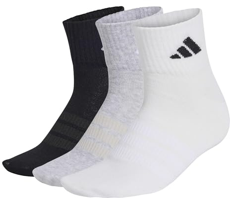 adidas Unisex - Adulto THIN&LIGHT SPORTSWEAR ANKLE SOCKS 3 PAIR PACK, medium grey heather/white/black, 5-6 Years