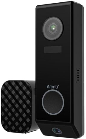 ARENTI P10 Innovativ, trådlös, batteridriven WLAN-video-dörrklocka med två kameror, mörkerseende, PIR-rörelsedetektering, IP65 väderskydd
