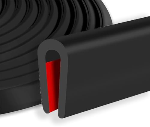 Zephyra Joint de Protection de Bord Auto-adhésif 3M – Profil en U en Caoutchouc pour Tôle, Verre, Métal, Voiture – Flexible, Résistant et Étanche – Noir (5mm)