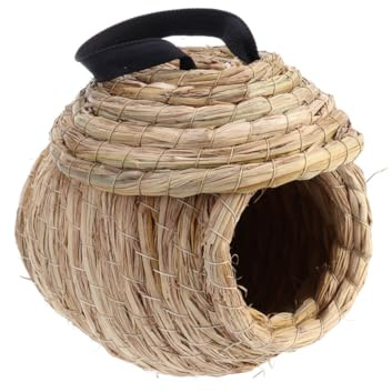 Gatuida Nid D'oiseau Tissé à La Main Nid De Paille Fait Main pour Perruches Grosse Taille Naturel Nichoir pour Petits Animaux Intérieur